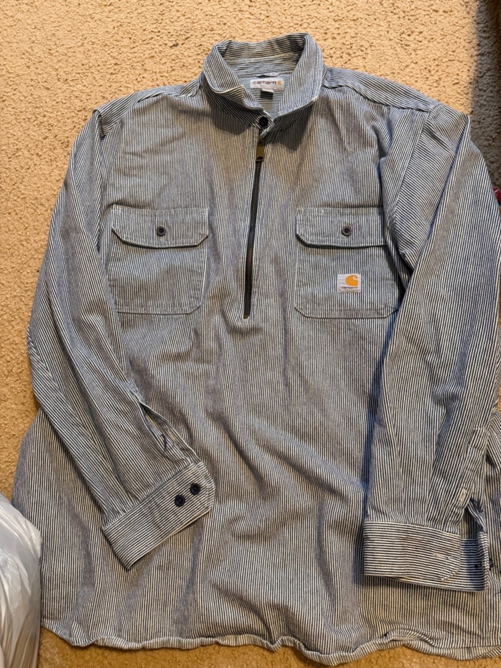 Carhartt Vintage Striped Half-Zip Work Shirt